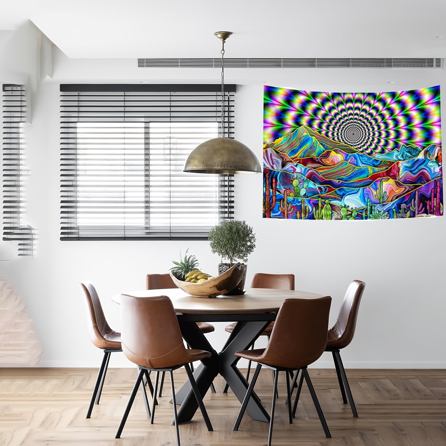 Colorful Psychedelic Mountain Tapestry: Modern Abstract Art for Bedroom or Living Room