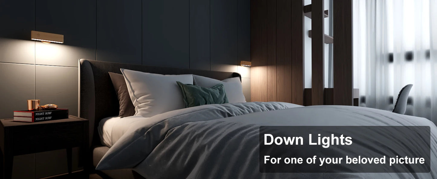 Nordic Wood Wall Lamp With 360 Rotate Dimmable Wall Sconce Touchable Magnetic For Bedroom Cordless Wall Mount Light For Reading