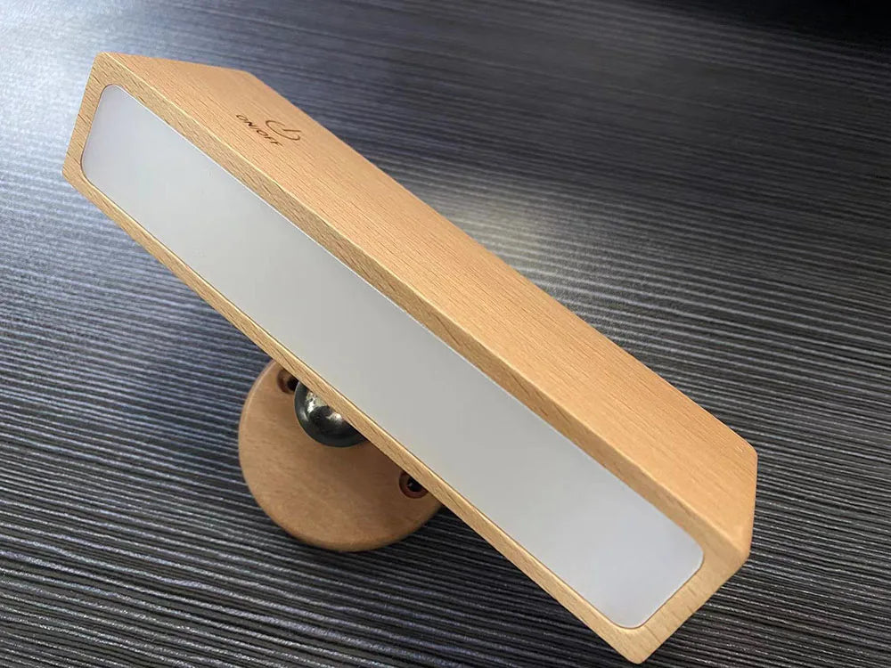 Nordic Wood Wall Lamp With 360 Rotate Dimmable Wall Sconce Touchable Magnetic For Bedroom Cordless Wall Mount Light For Reading