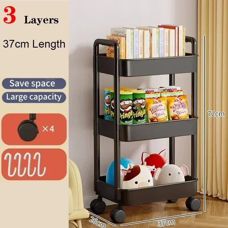 Mobile Storage Rack Trolley Bedroom Multi-Layer Storage Racks Organizer Household Kitchen Multifunctional Cart With Wheels Shelf