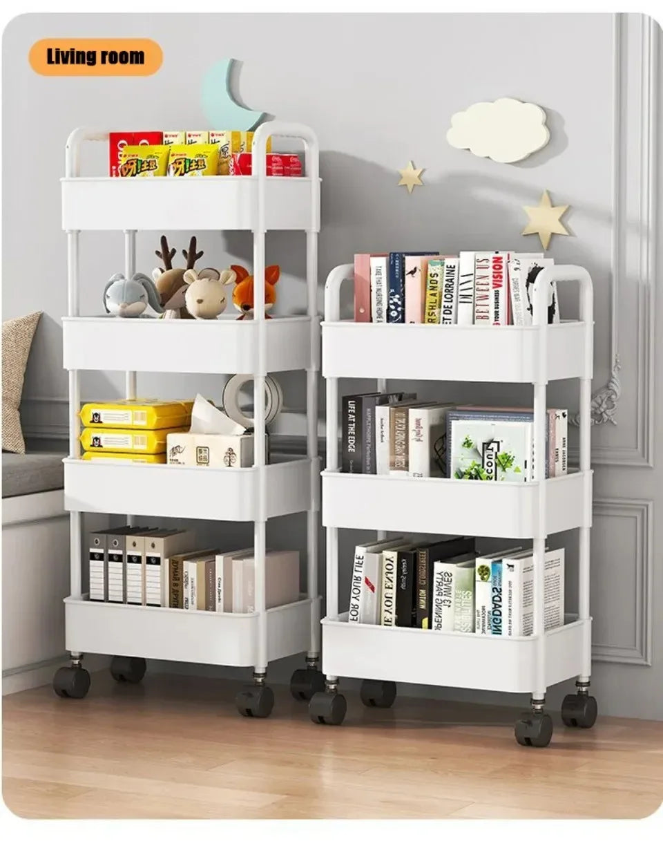 Mobile Storage Rack Trolley Bedroom Multi-Layer Storage Racks Organizer Household Kitchen Multifunctional Cart With Wheels Shelf