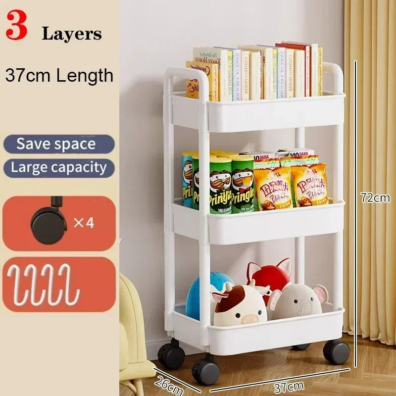 Mobile Storage Rack Trolley Bedroom Multi-Layer Storage Racks Organizer Household Kitchen Multifunctional Cart With Wheels Shelf