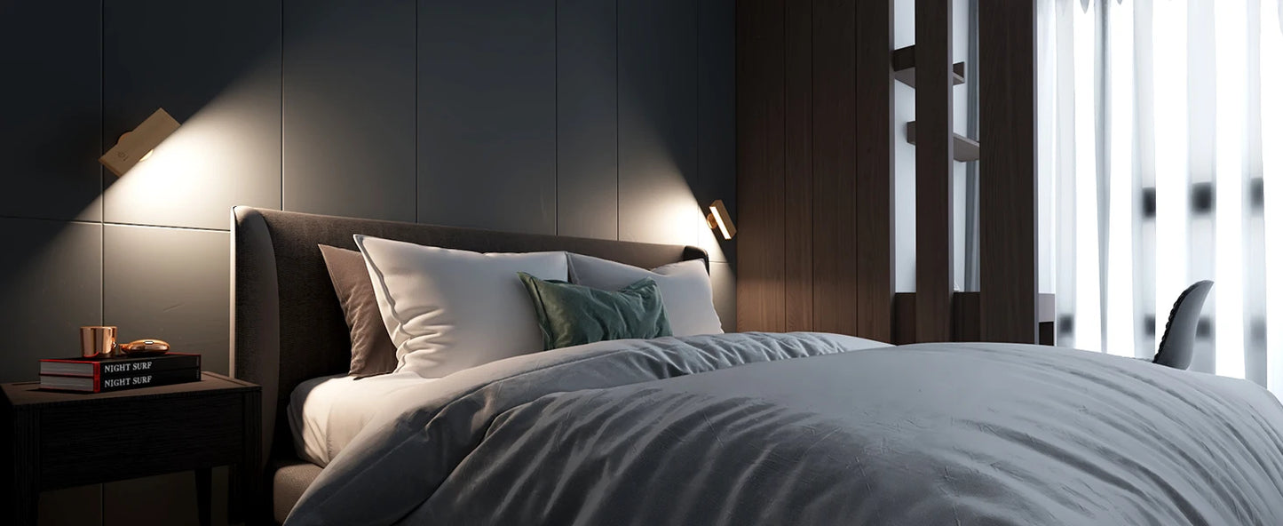 Nordic Wood Wall Lamp With 360 Rotate Dimmable Wall Sconce Touchable Magnetic For Bedroom Cordless Wall Mount Light For Reading