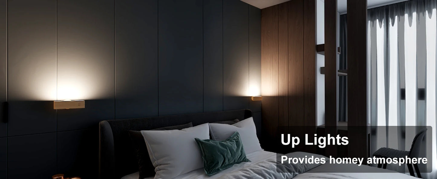 Nordic Wood Wall Lamp With 360 Rotate Dimmable Wall Sconce Touchable Magnetic For Bedroom Cordless Wall Mount Light For Reading