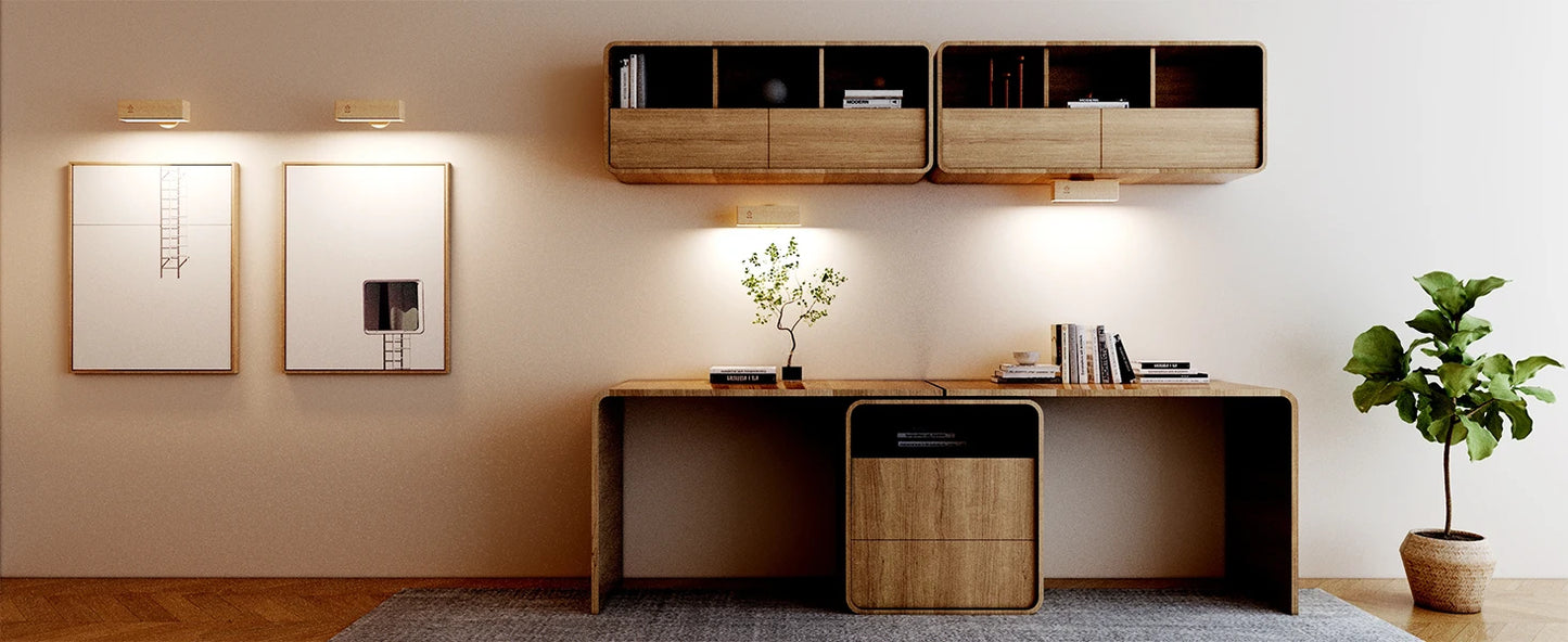 Nordic Wood Wall Lamp With 360 Rotate Dimmable Wall Sconce Touchable Magnetic For Bedroom Cordless Wall Mount Light For Reading