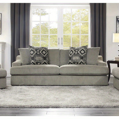 Modern Traditional Luxury Living Room Sofa 1pc Light Gray Plush Microfiber Upholstery 4 Decorative Pillows Cushion Seat Solid Wood Furniture