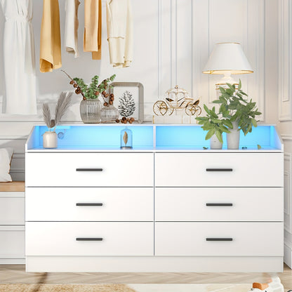 Modern Dresser with Integrated Power Outlet - 9-Drawer Storage Organizer, USB/US Plug, Space-Saving Design for Bedroom, Living Room, Entryway - Easy Assembly Required, Dresser for Bedroom, Bedroom Furniture, Contemporary Styl