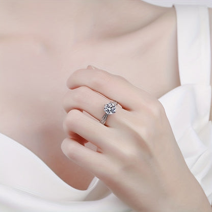 Original Tancise 925 Pure Silvery Ring with Moissanite Diamond and Certificate, Exquisite Jewelry for Women's Engagement Ring