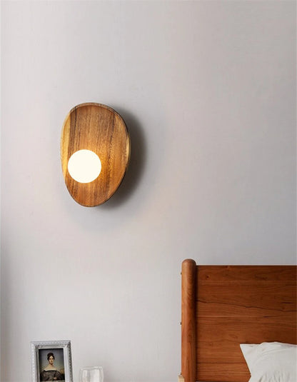 Modern Wooden Wall Lamp Glass Lampshade for Living Room Solid Wood Home Decor Bedside Wall Light Sconce Staircase Light Fixtures