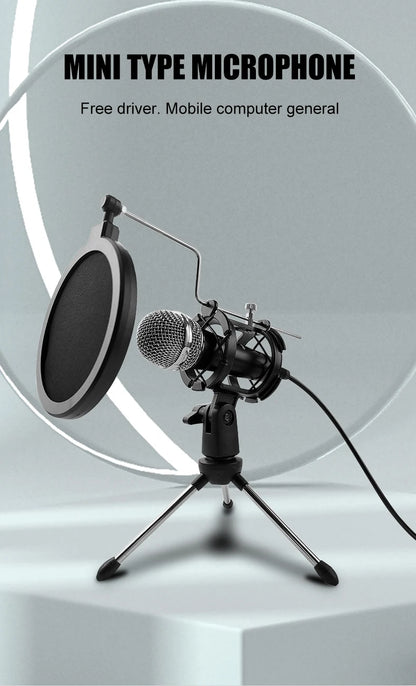 Microphone 3.5mm Wired Home Stereo Desktop Tripod MIC For PC YouTube Video Chatting Gaming Podcasting Recording Meeting