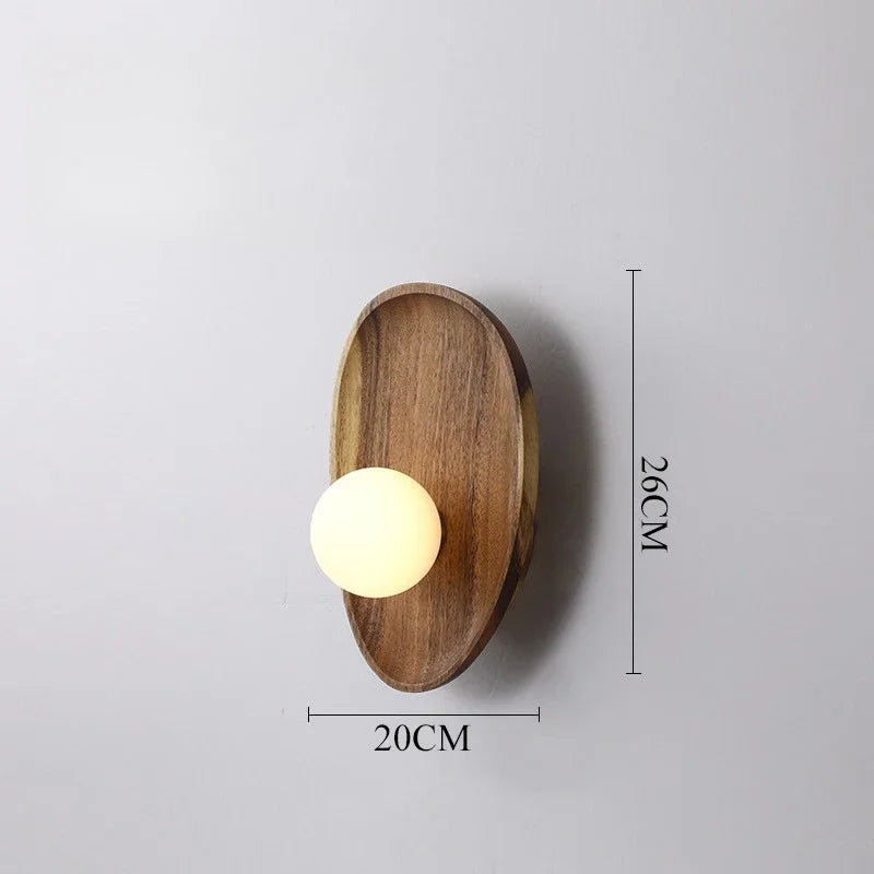 Modern Wooden Wall Lamp Glass Lampshade for Living Room Solid Wood Home Decor Bedside Wall Light Sconce Staircase Light Fixtures