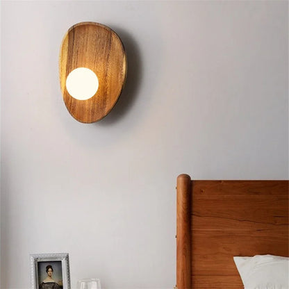 Modern Wooden Wall Lamp Glass Lampshade for Living Room Solid Wood Home Decor Bedside Wall Light Sconce Staircase Light Fixtures